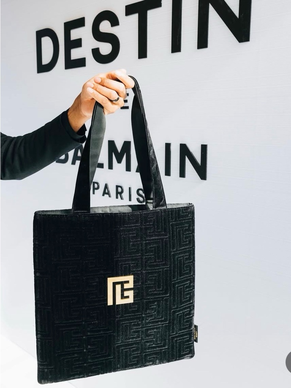 New  Balmain velvet tote bag